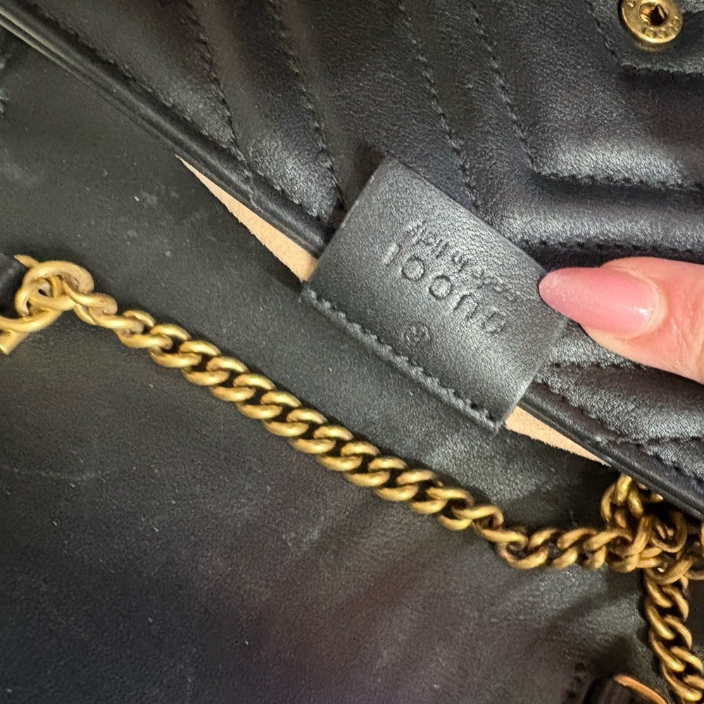 Gucci Black Mini Bag with Gold Logo marmont super mini - Picture 10 of 12